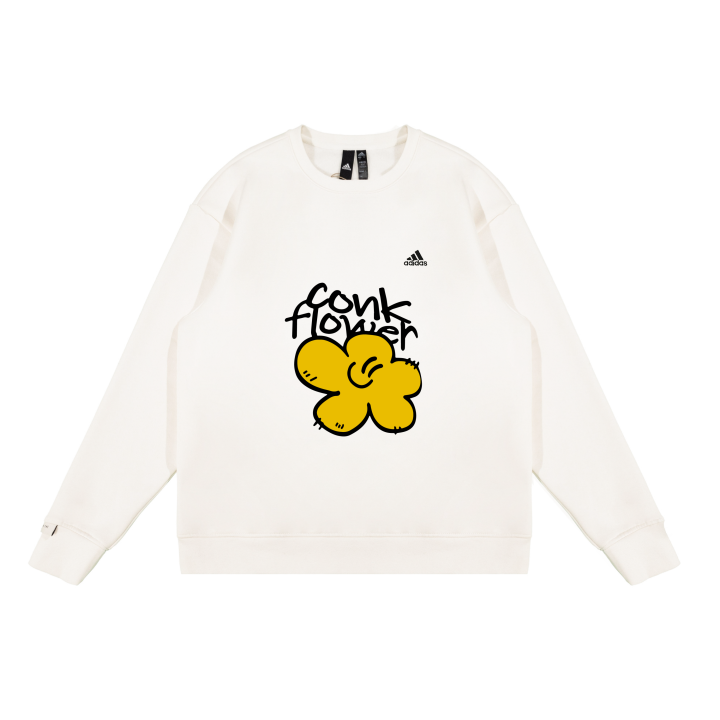 Adidas Adidas Sweatshirts Unisex White Crew Neck Moderate Regular