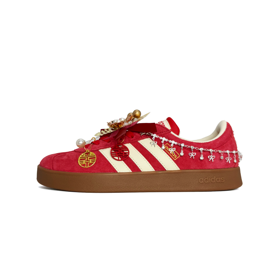 Adidas Adidas Vl Court Classic Endless Happiness Synthetic Leather Abrasion Resistant Low top Skateboard Shoes Unisex Red