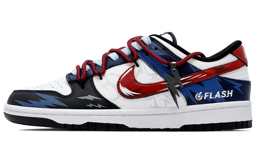 Nike Nike Dunk Leather Abrasion Resistant Low top Skateboard Shoes Unisex Black Blue Red