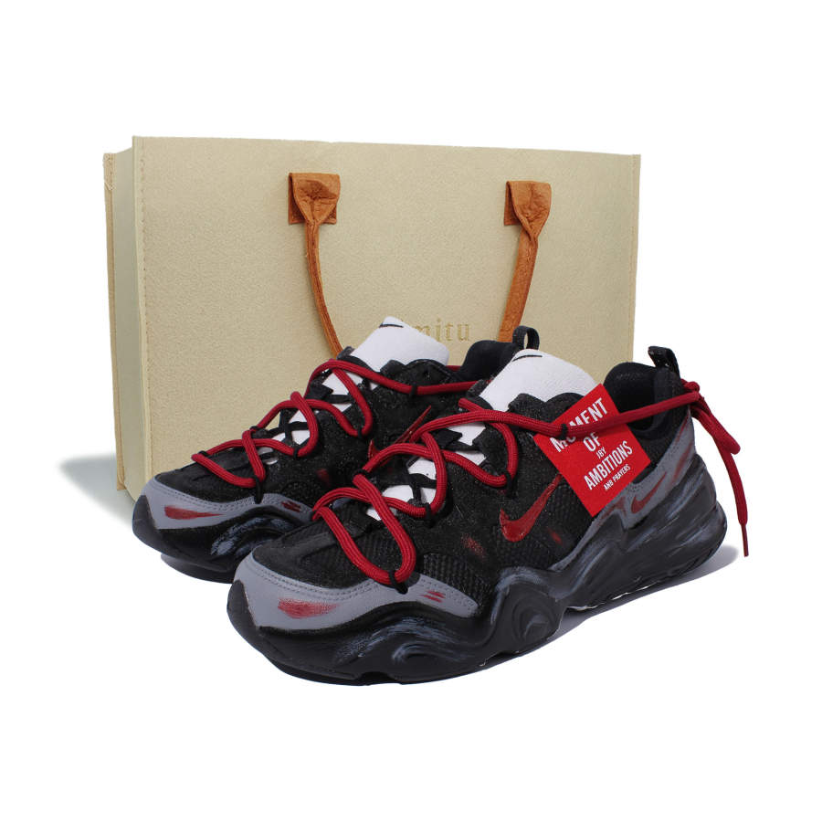 Nike Nike Tech Hera Dark Flame Suede Abrasion Resistant Low top Casual Shoes Unisex Black Red