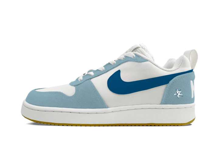 Nike Nike Court Borough Bustling Custom, Dusty Blue Cream Leather Versatile Abrasion Resistant Slip Resistant Low top