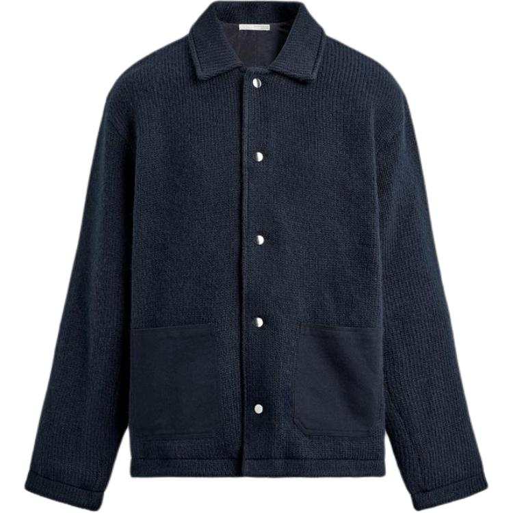 ZARA Knitwear Men's Sea Blue Lapel Moderate Cardigan