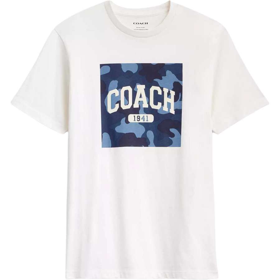 COACH T Shirts Men's Vintage Ivory Crew Neck Moderate Straight Fit