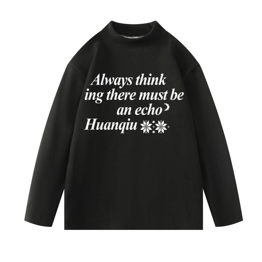 HUANQIU T Shirts Unisex Crew Neck Thickened And Fleece Lined Straight Fit