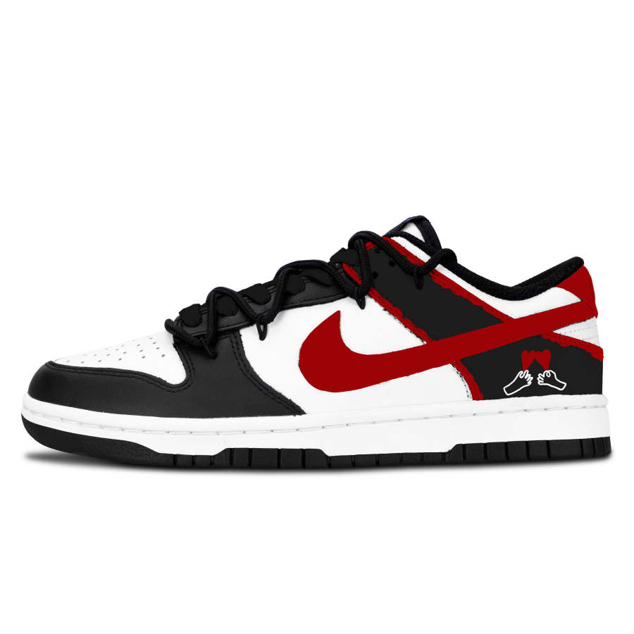 Nike Nike Dunk Black White, Red Black Heart Leather Abrasion Resistant Slip Resistant Abrasion Resistant Slip Resistant