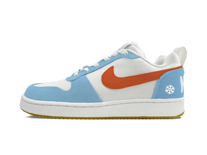 Nike Nike Court Borough Low Prem Flower Branch Custom, Ice Orange Milk Blue Leather Versatile