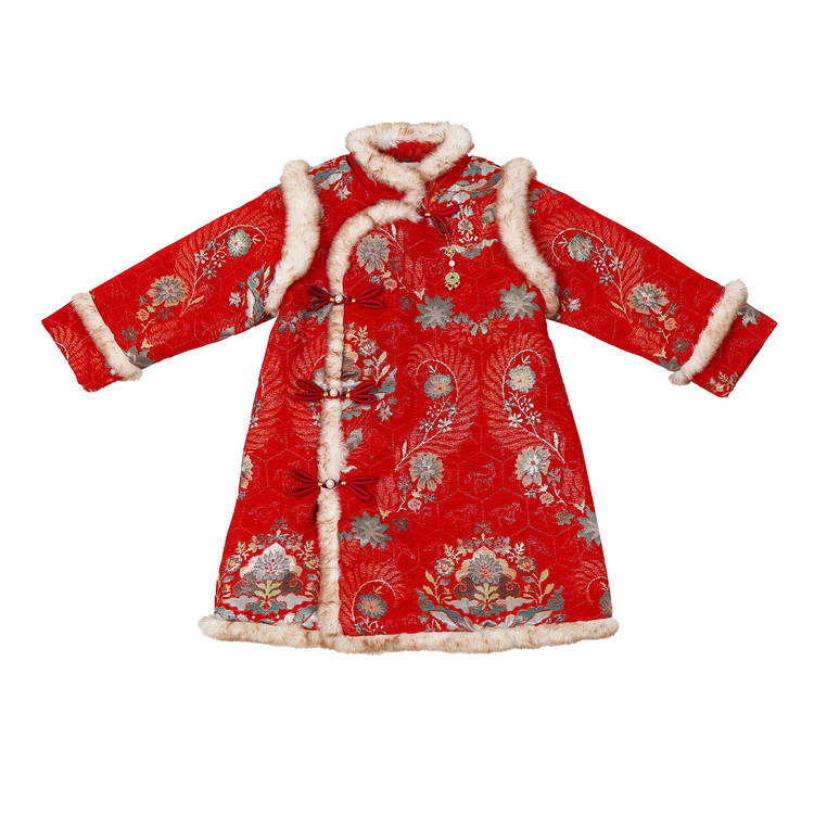 PROTECTCAMEL PROTECTCAMEL Kids Dresses Fur Collar Mid Length