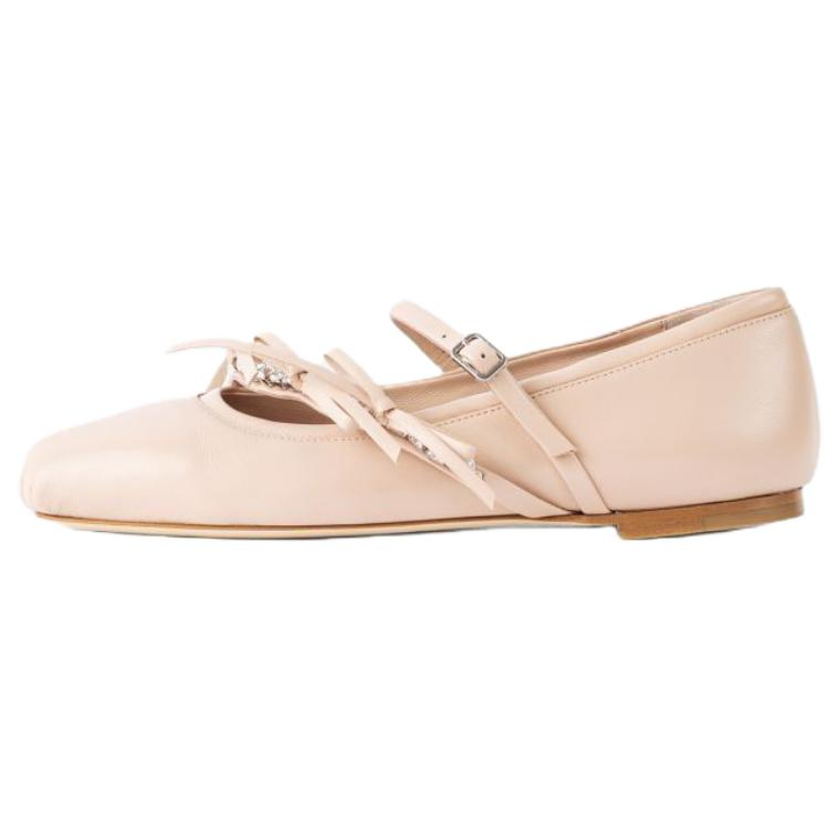 Jimmy Choo Loli Leather Flat Mary Jane Shoes Women's Pink