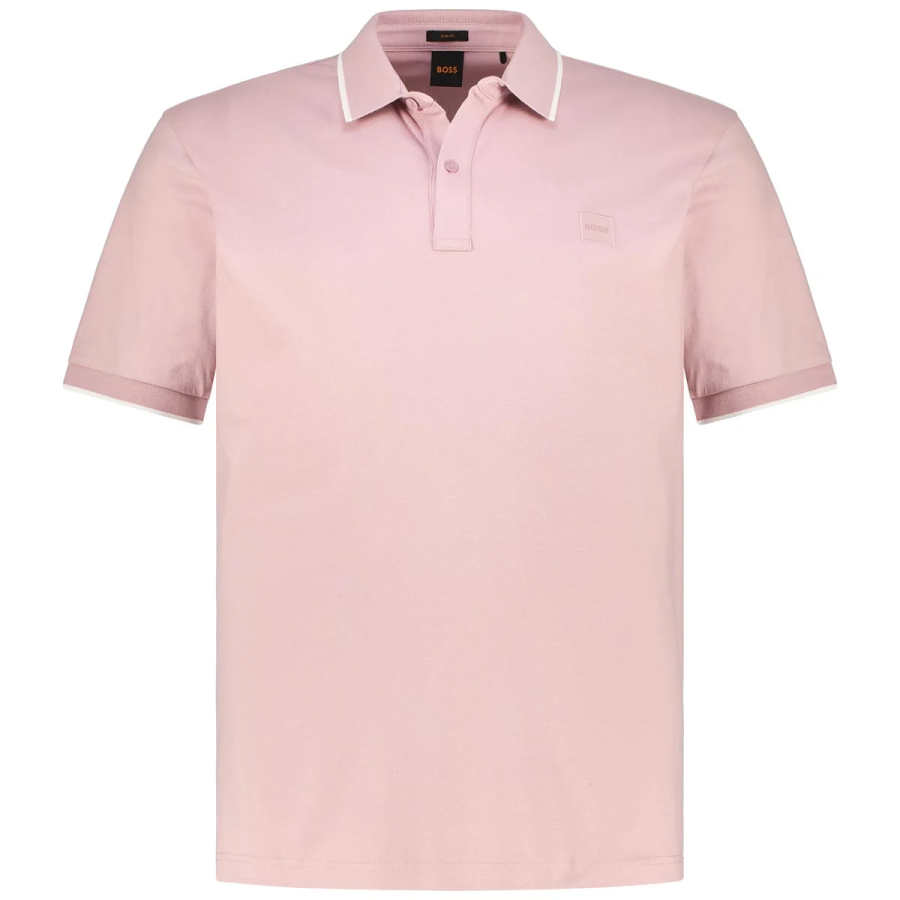 HUGO BOSS Polo Shirts Men's Pink Polo Collar Moderate Straight Fit