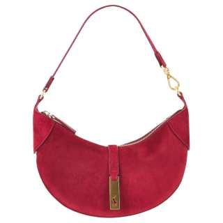 Polo Ralph Lauren Suede Shoulder Bag Small Women's Garnet Red