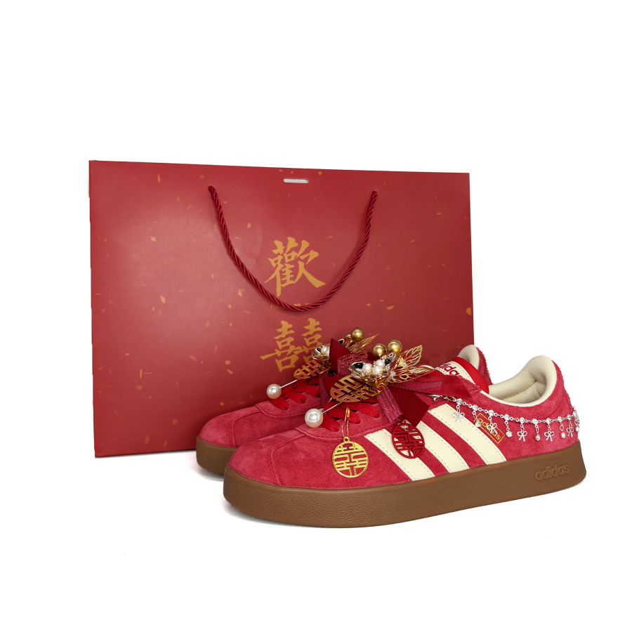 Adidas Adidas Vl Court Classic For A Lifetime Synthetic Leather Abrasion Resistant Low top Skateboard Shoes Unisex Red
