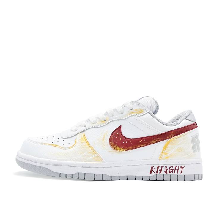 Nike Nike Big Golden Wing Knight, Shopping Bag Leather Low top Skateboard Shoes Men's Gold, Red