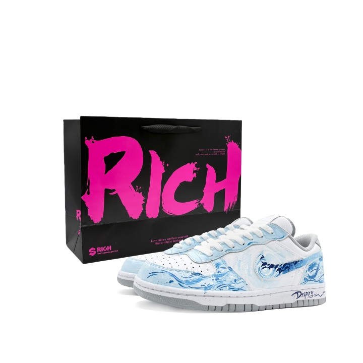 Nike Nike Big Low Lu Bai Bo Yun Rong, Shopping Bag Leather Low top Skateboard Shoes Men's Blue