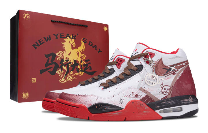 Nike Nike Flight Legacy Demon Compact Abrasion Resistant Mid top Vintage Basketball Shoes Men's Black White Red