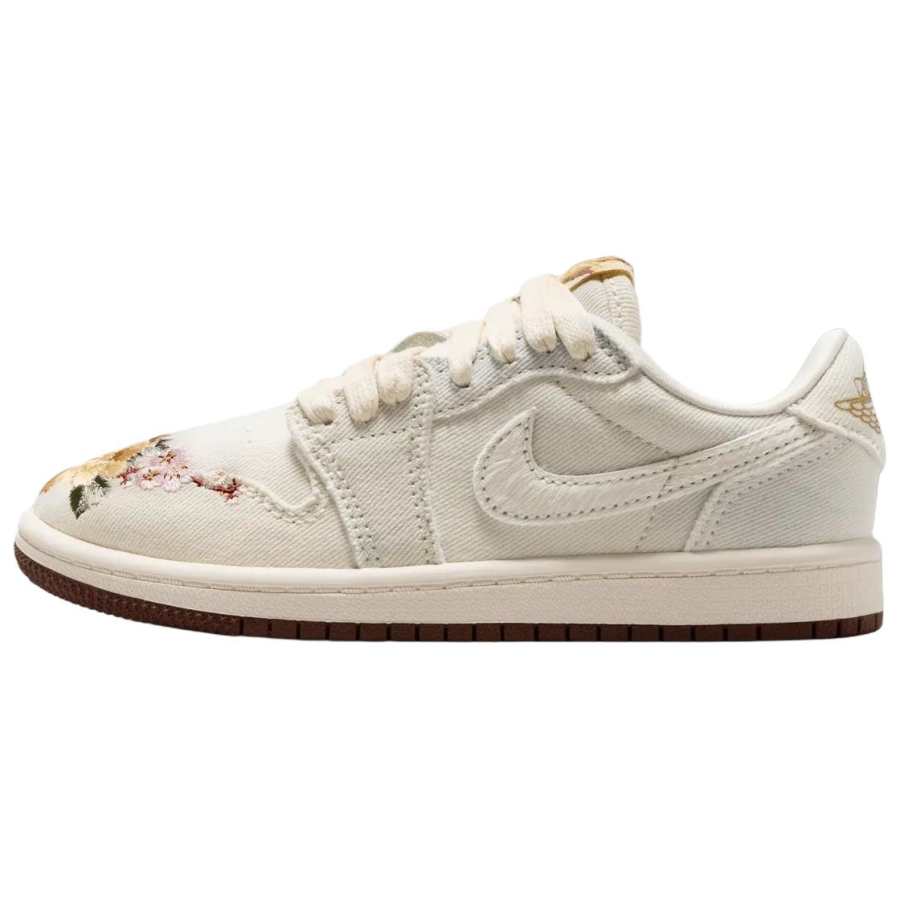 Jordan Jordan Air Jordan 1 Slip Resistant Low top Children's Basketball Shoes Ecru Kids'