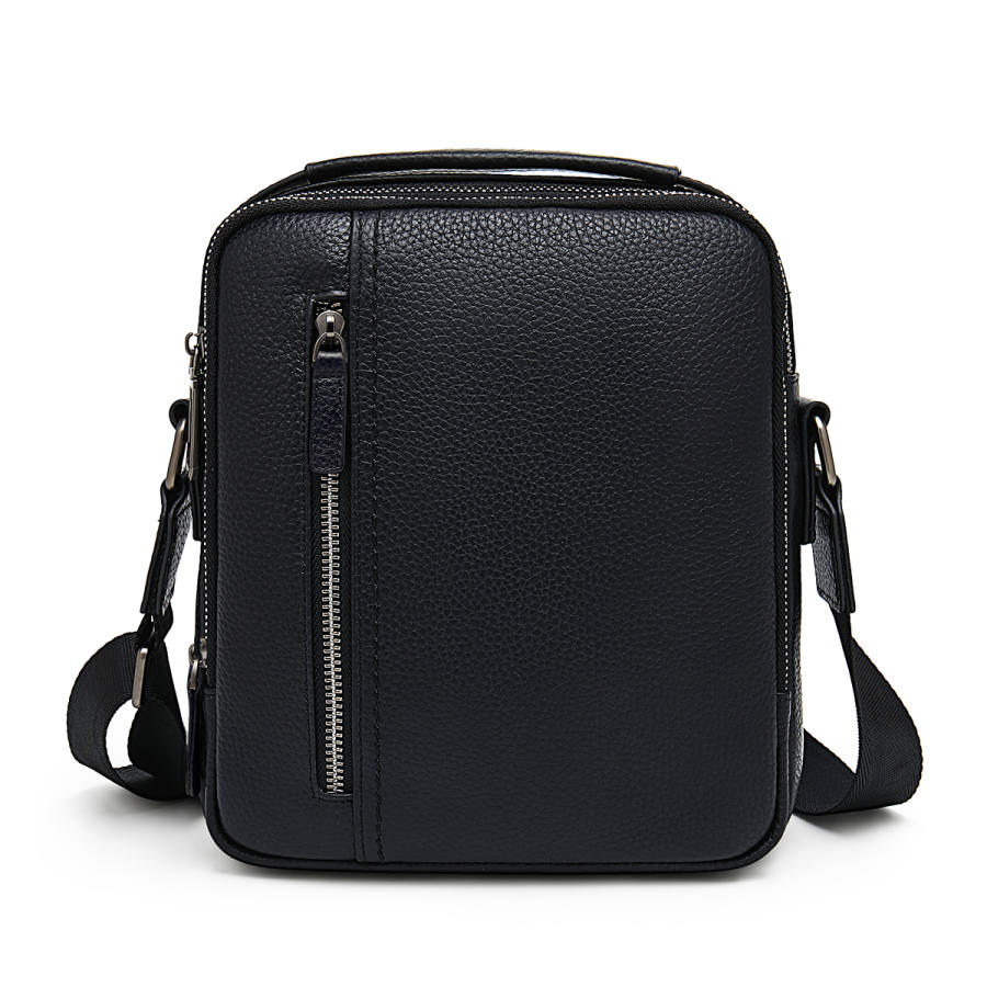 LAORENTOU Top Grain Cow Leather Crossbody Bags Regular Men's Black