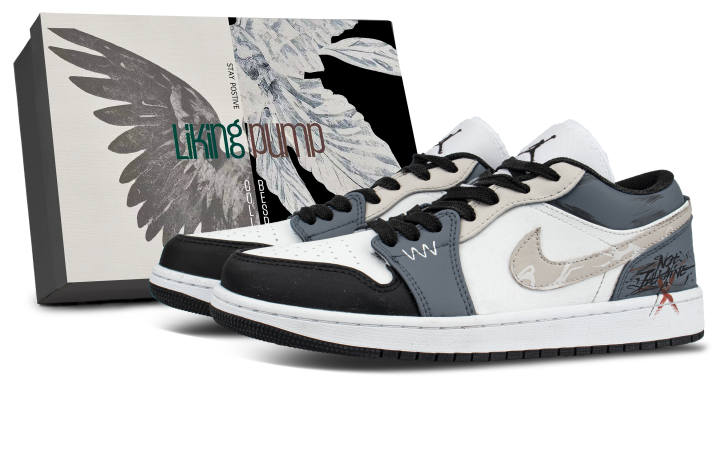 Jordan Jordan Air Jordan 1 Leather Coverage Low top Skateboard Shoes Unisex Ink Blue Black