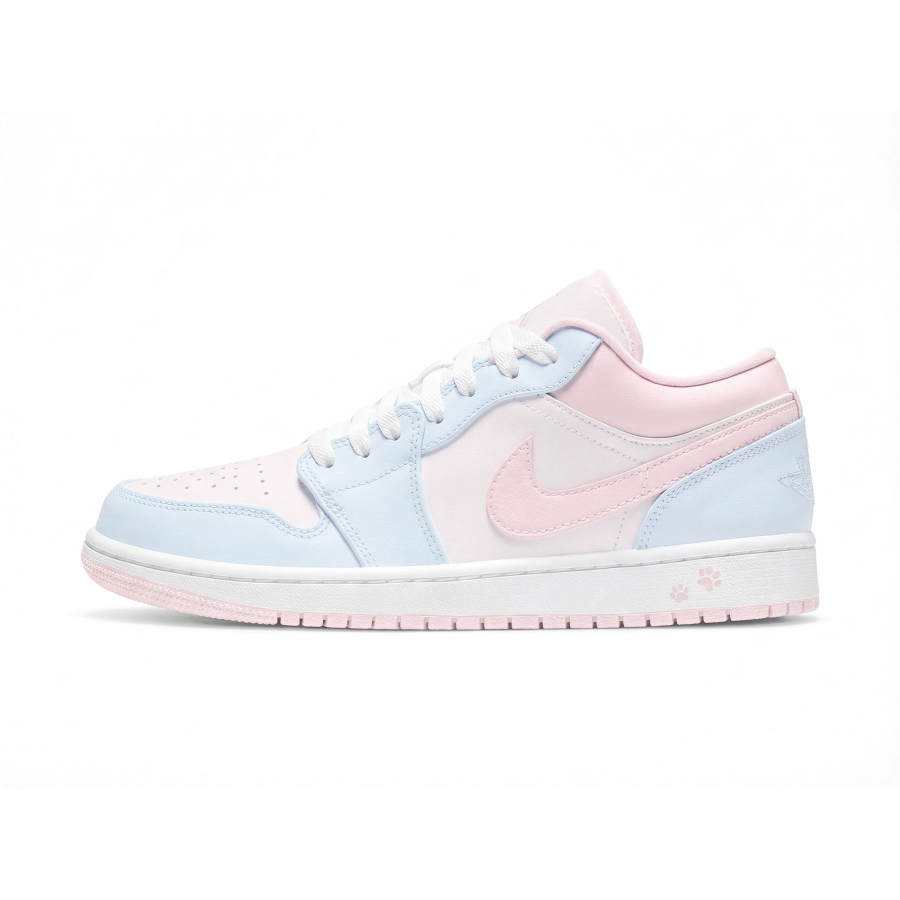 Jordan Jordan Air Jordan 1 Cloud Blue Leather Cushioning Abrasion Resistant Low top Basketball Shoes Women's Blue Pink