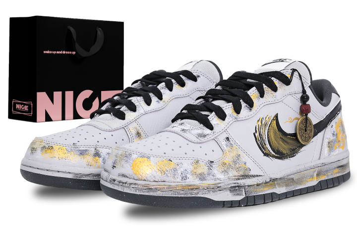Nike Nike Big Synthetic Leather, Leather Abrasion Resistant, Lightweight, And Breathable Low top Skateboard Shoes Men's Gold