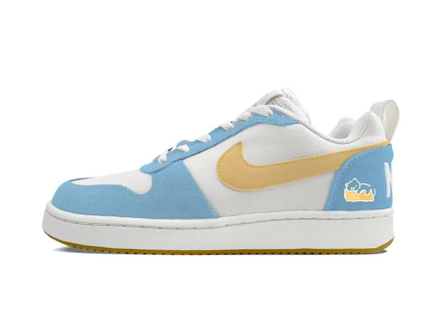 Nike Nike Court Borough Low Prem Flower Display Custom, Milk Blue Pastry Leather Versatile Abrasion Resistant Slip Resistant