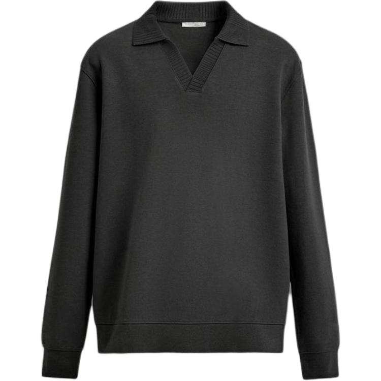 ZARA Sweatshirts Men's Coal Gray Lapel Moderate