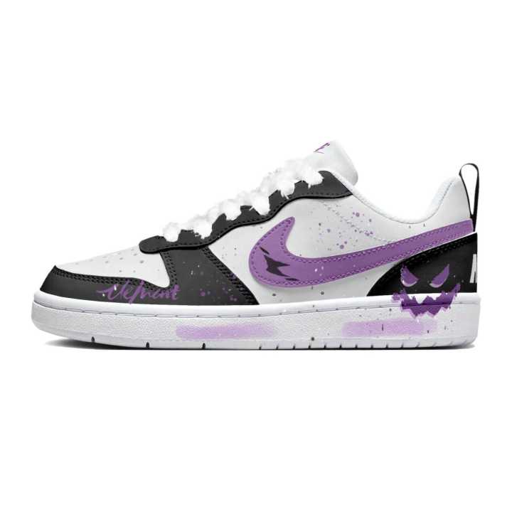 Nike Nike Court Borough Black Currant Synthetic Leather Slip Resistant Abrasion Resistant Low top Kids' Skateboarding Shoes