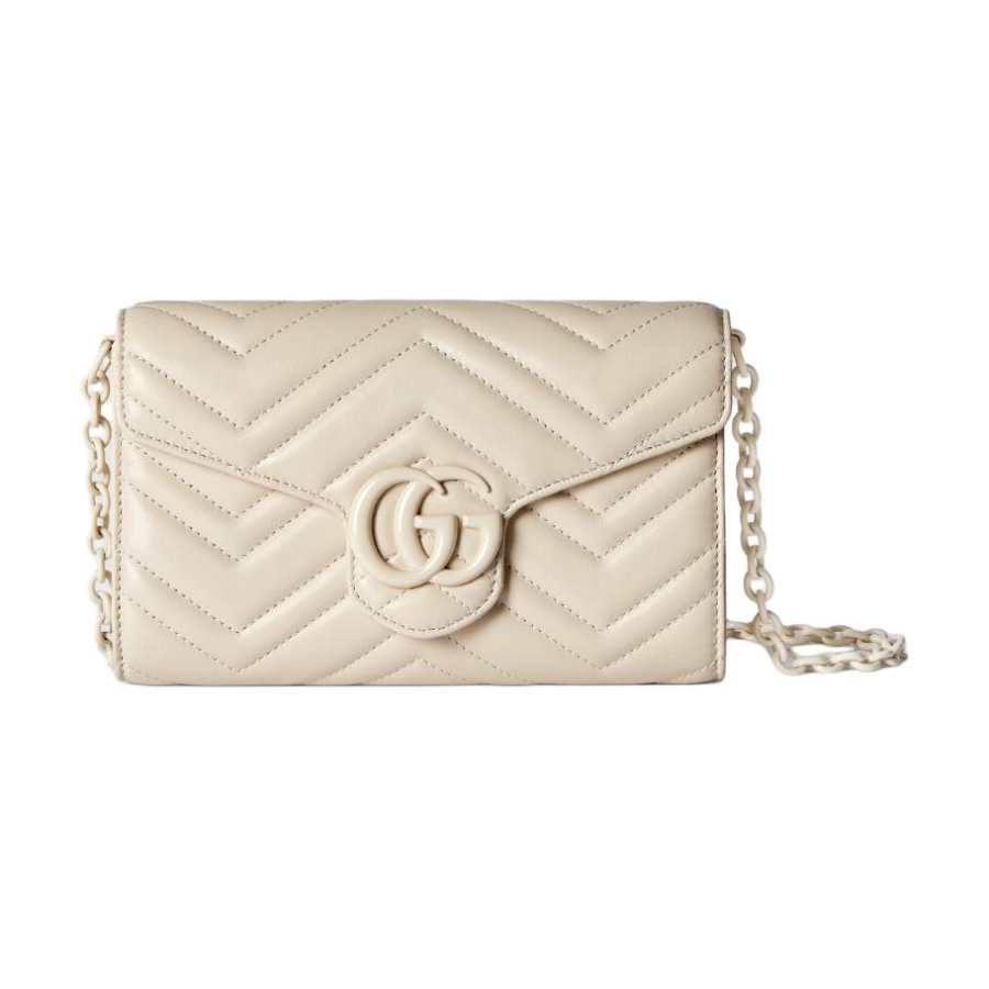 GUCCI GG Marmont Nappa Leather Wallet Women's Ivory