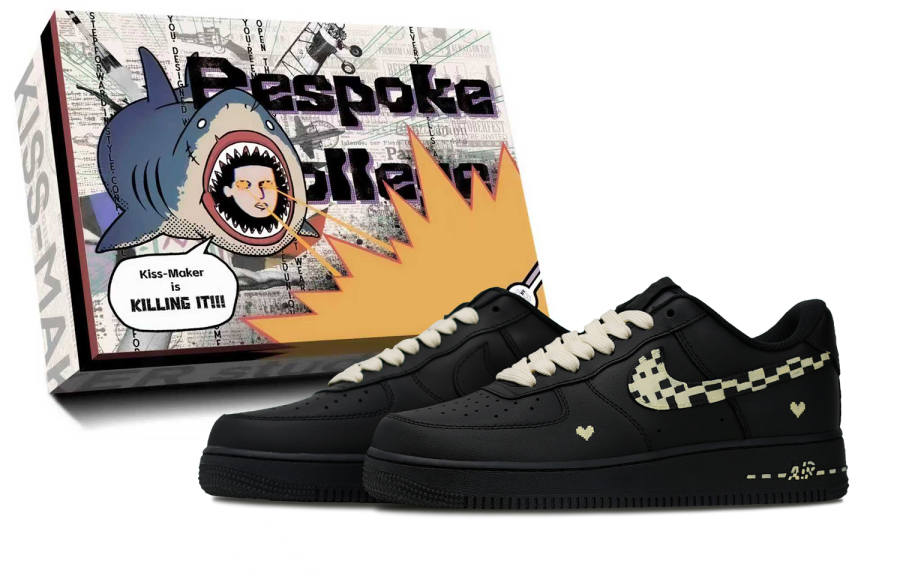 Nike Nike Air Force 1 Synthetic Leather Mid top Skateboard Shoes Unisex Black