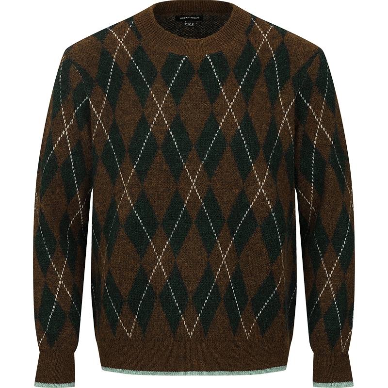 URBAN REVIVO Knitwear Men's Multicolor Crew Neck Moderate