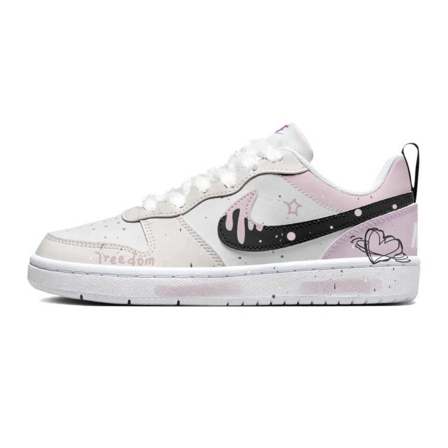 Nike Nike Court Borough Cloud Rose Synthetic Leather Slip Resistant Abrasion Resistant Low top Kids' Skateboarding Shoes