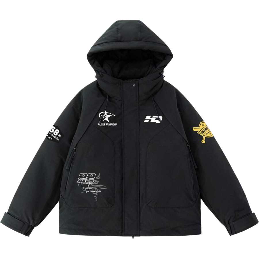 HUANQIU Down Jackets Unisex Hooded Moderate