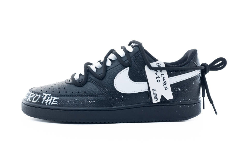 Nike Nike Court Vision 1 Ink Wash Neighborhood Abrasion Resistant Low top Skateboard Shoes Unisex Black White