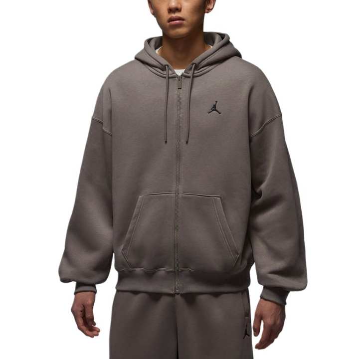 Jordan Jordan Brooklyn Zippered Hooded Fleece Lined Drop Shoulder Long Sleeved Sweatshirt Men's