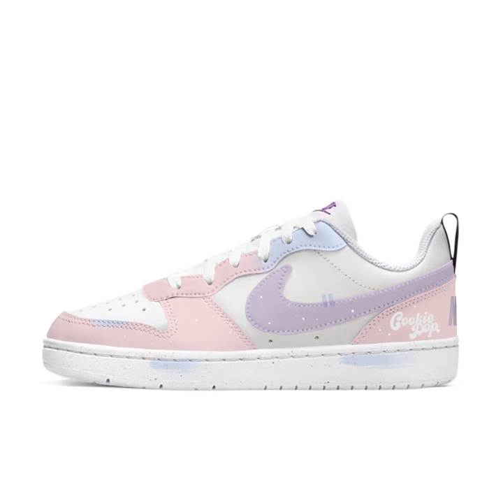 Nike Nike Court Borough Pink Taro Gummies Synthetic Leather Slip Resistant Abrasion Resistant Low top