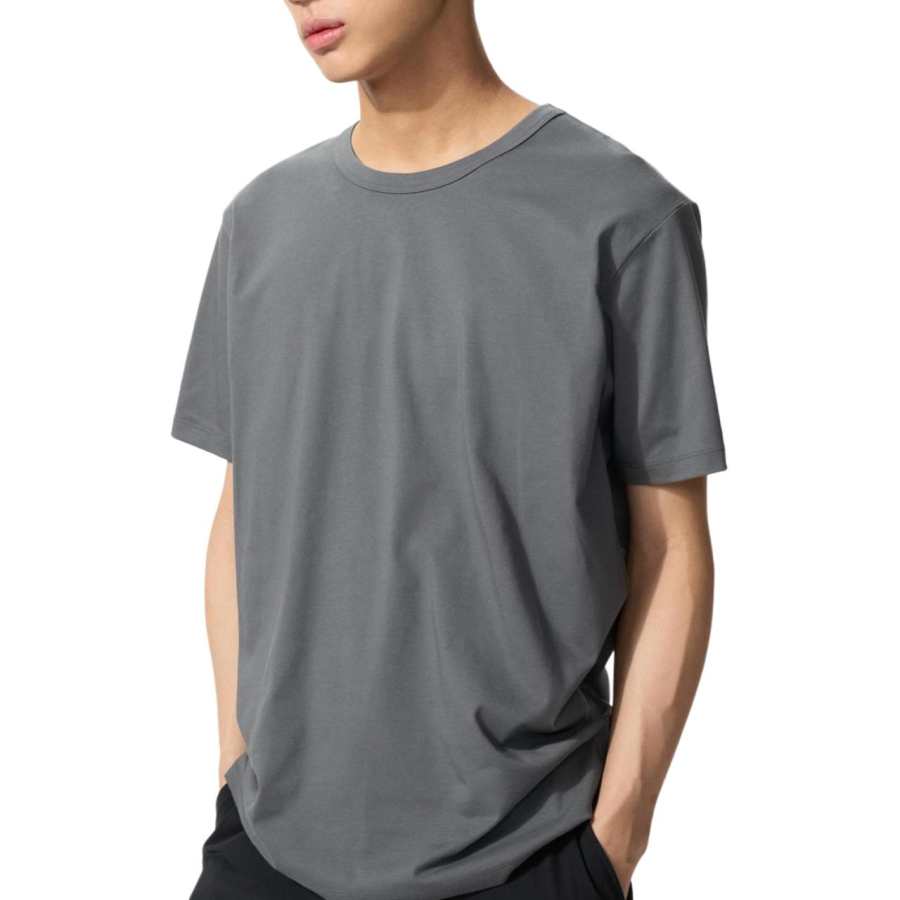 UNIQLO AIRism T Shirts Men's Asphalt Gray Crew Neck