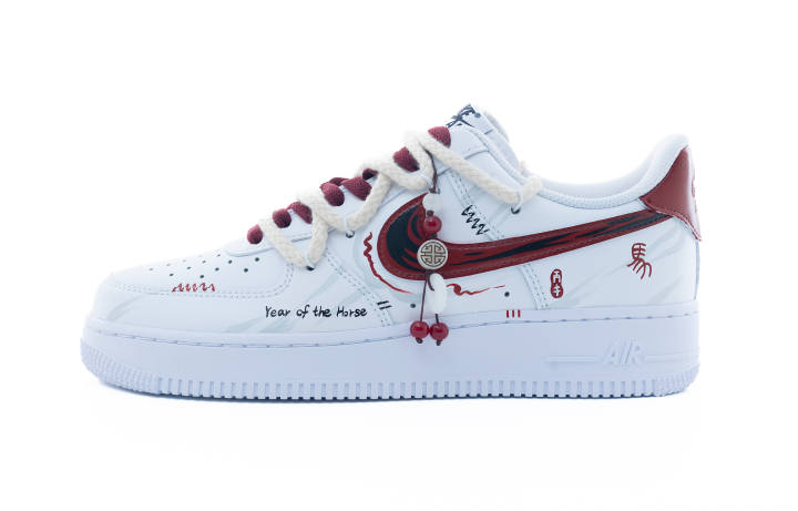Nike Nike Air Force 1 Auspicious Horse Synthetic Leather Abrasion Resistant Low top Skateboard Shoes Men's White