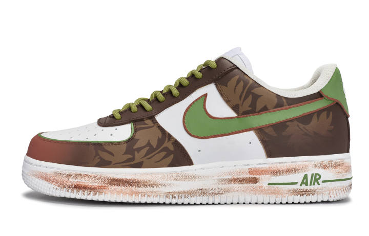 Nike Nike Air Force 1 Walking Planet, Fair Warm Coffee Low top Skateboard Shoes Men's White Green Brown