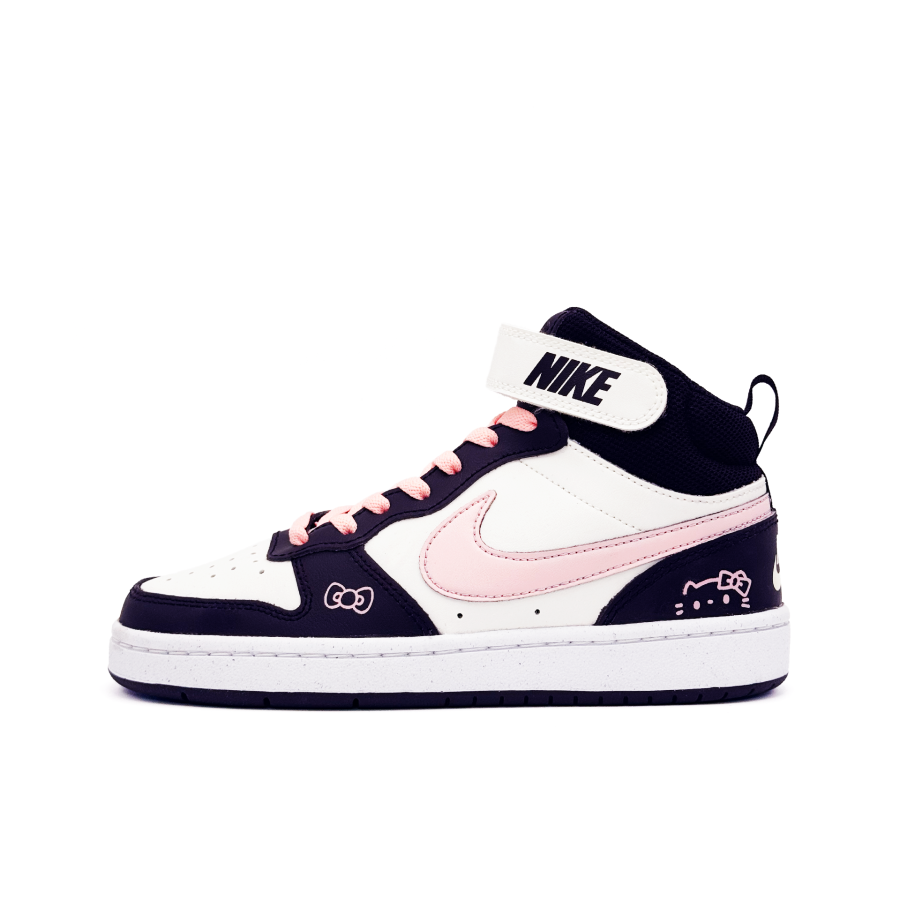 Nike Nike Court Borough 2 Xiaofei Meimei Leather Abrasion Resistant Slip Resistant High top Kids' Skateboarding Shoes