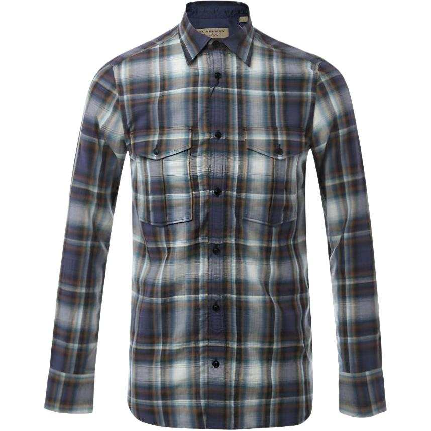 Burberry Shirts Men's Blue Lapel Moderate Straight Fit