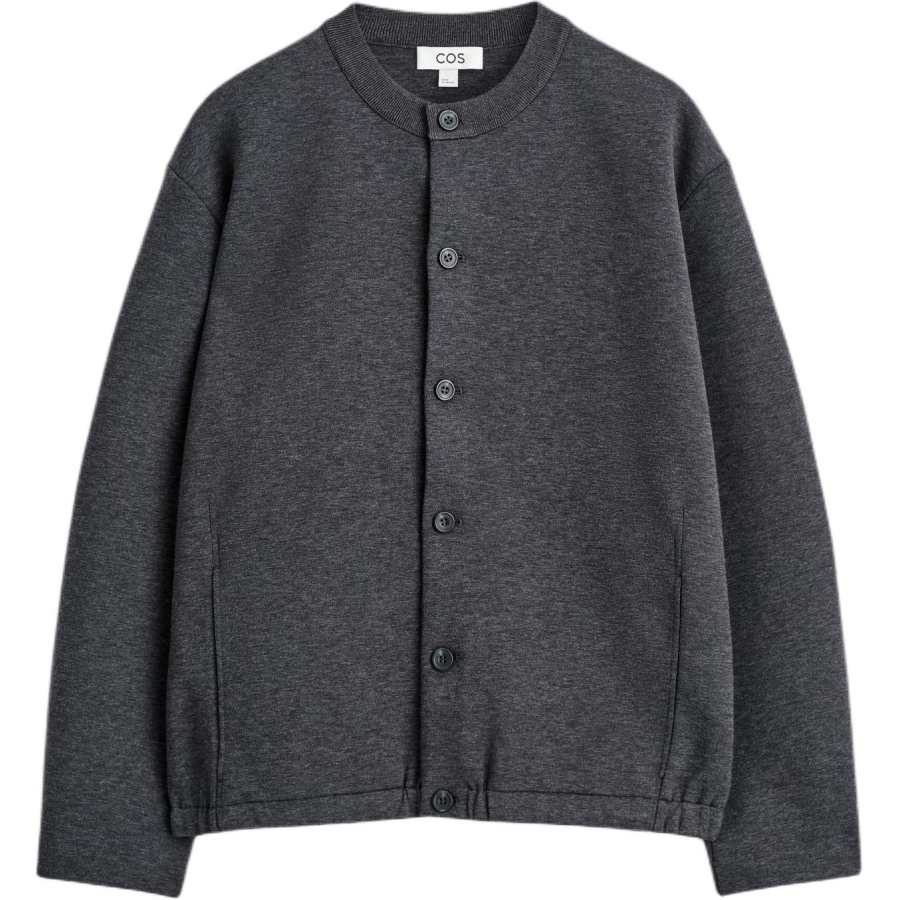 COS Knitwear Men's Dark Gray Crew Neck Moderate Cardigan
