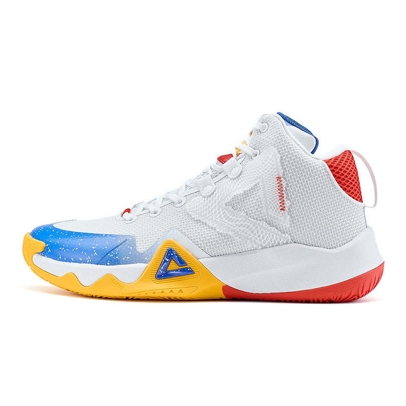 PEAK Slip Resistant, Abrasion Resistant, Breathable Mid top Basketball Shoes Men's White Blue