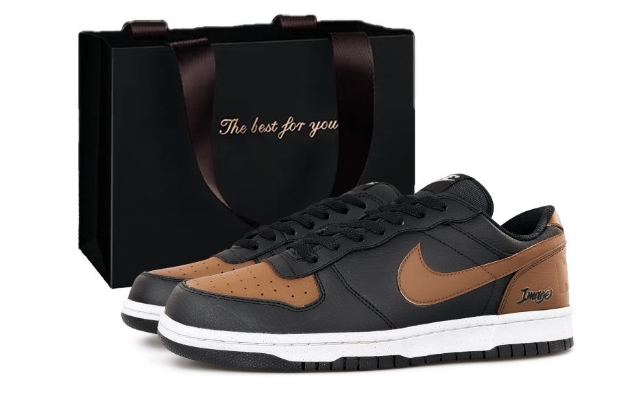 Nike Nike Big Abrasion Resistant Low top Skateboard Shoes Men's Black White Brown
