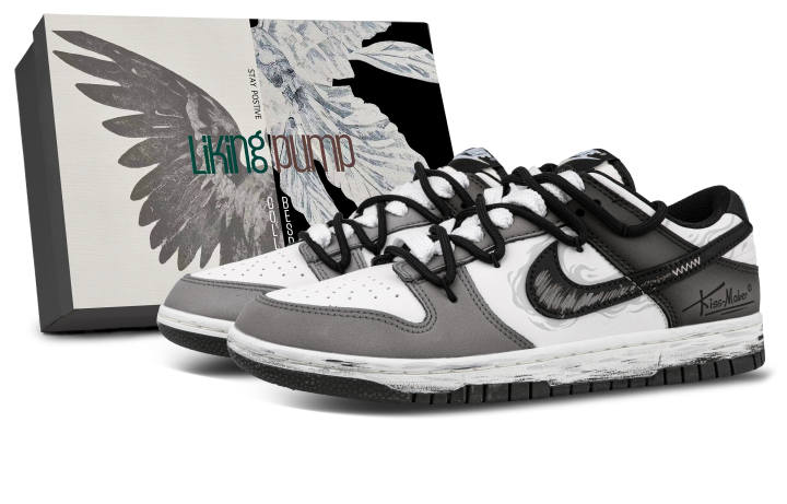Nike Nike Dunk Leather Coverage Slip Resistant Low top Skateboard Shoes Unisex Black Gray