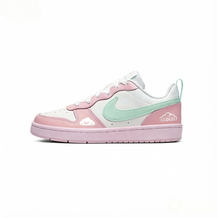 Nike Nike Court Borough Cloud Island Sweet Dream Leather Slip Resistant Abrasion Resistant Low top Kids' Skateboarding Shoes
