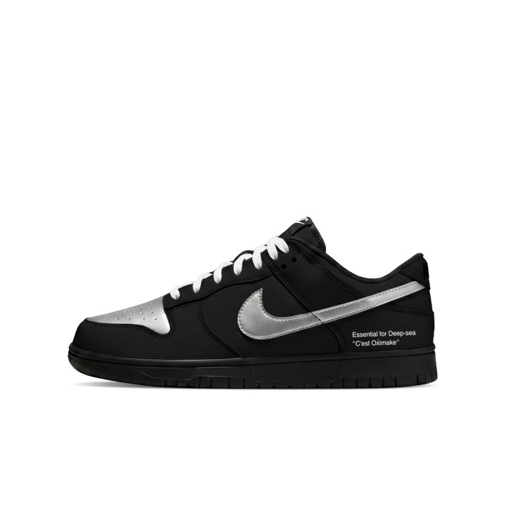 Nike Nike Dunk Abrasion Resistant Breathable Low top Skateboard Shoes Unisex Black White Silver