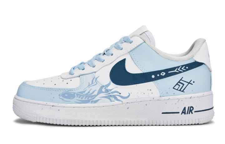 Nike Nike Air Force 1 Walking Planet, Ice Sea Ink Tide Slip Resistant Slip Resistant Low top Skateboard Shoes Women's