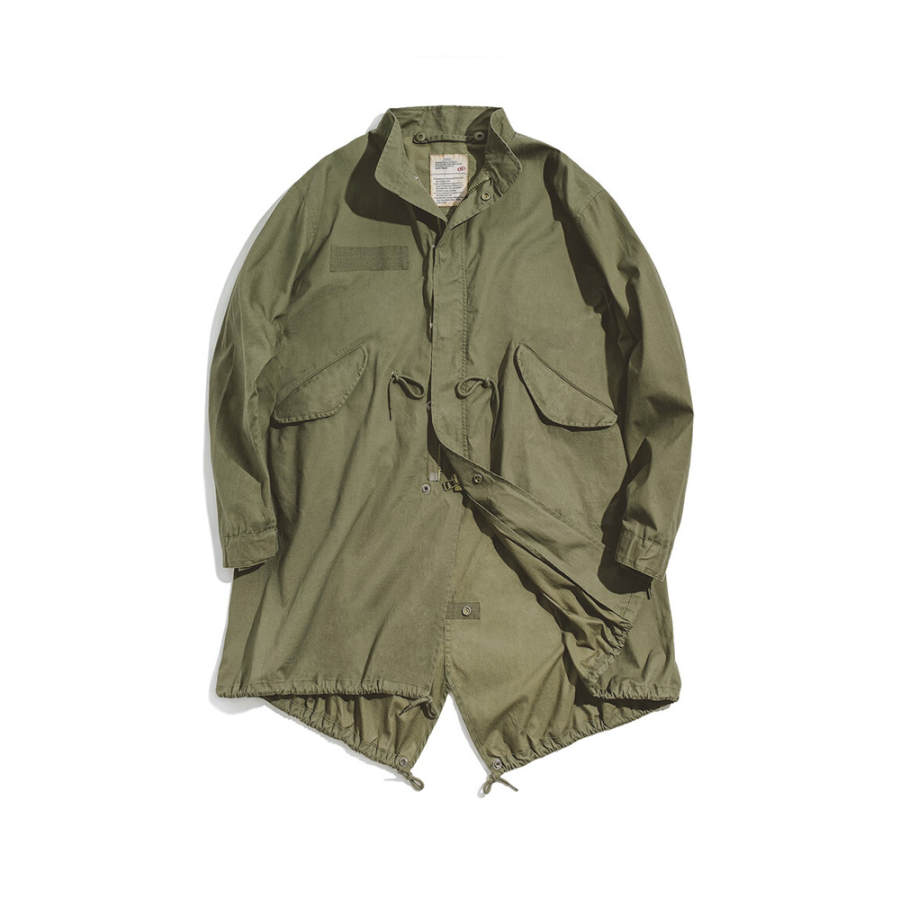 MADEN Military Coats Men's Light Army Green, Loose Fit Two Sizes Up Stand Collar Moderate