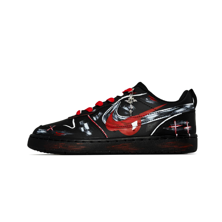 Nike Nike Court Borough Gothic Rubies Synthetic Leather Abrasion Resistant Slip Resistant Low top Skateboard Shoes Black