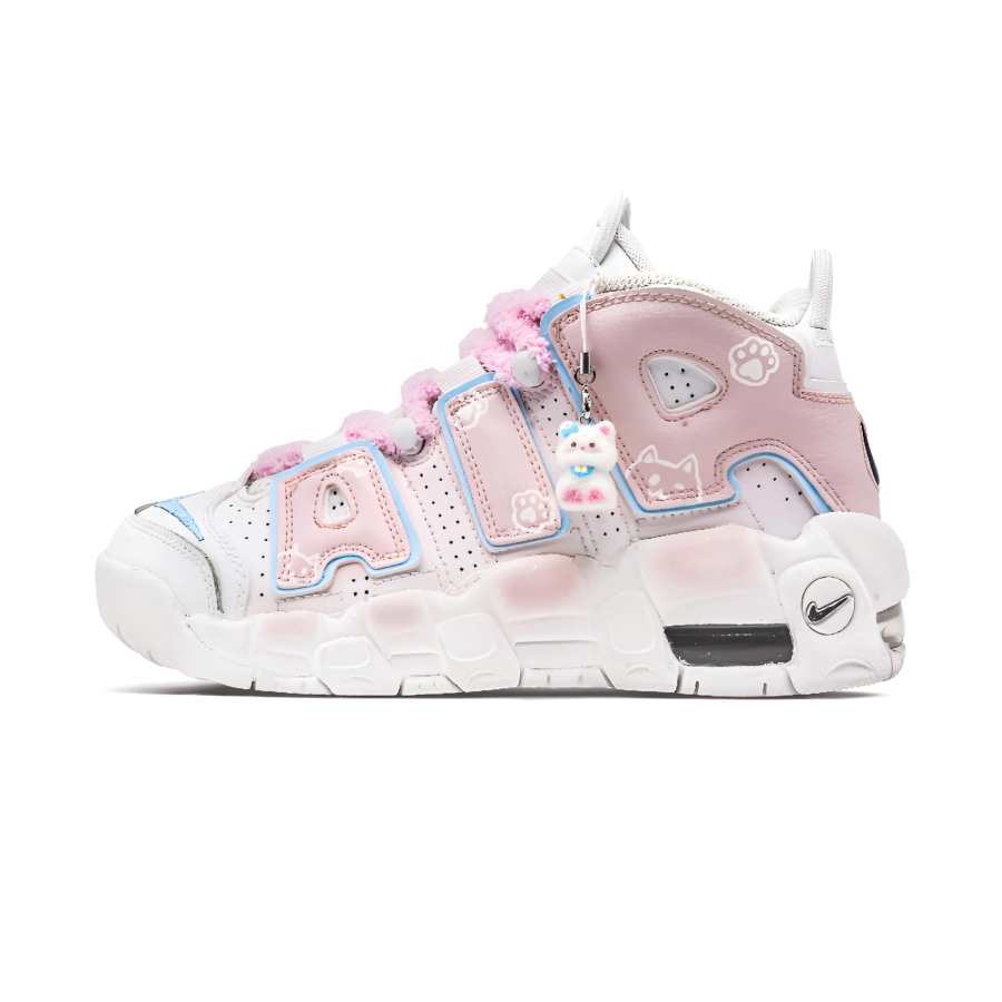 Nike Nike Air More Uptempo Velvet Rabbit Pink Leather Abrasion Resistant Mid top Vintage Basketball Shoes Women's White Pink