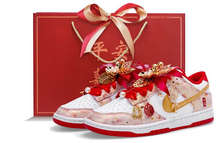 Nike Nike Dunk Low top Skateboard Shoes Unisex Red Gold